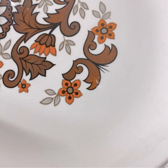 Vintage Cassandra Hostess Tableware MCM Brown Orange Floral Print Oval Platter - Picture 8 of 12